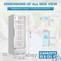11 Cu. Ft Commercial Glass 1 Door Refrigerator Merchandiser Beverage Cooler Bars