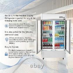 16 CuFt Double Glass Door Upright Display Cooler Merchandiser Refrigerat