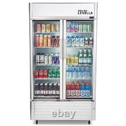 16 CuFt Double Glass Door Upright Display Cooler Merchandiser Refrigerat