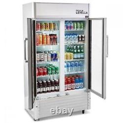 16 CuFt Double Glass Door Upright Display Cooler Merchandiser Refrigerat