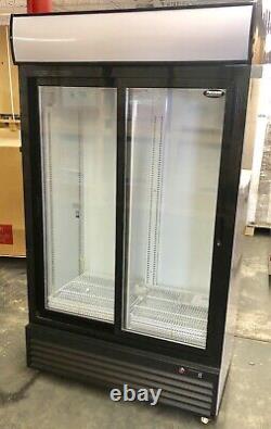 2 door refrigerator Glass Merchandiser Double Door Beverage Cooler Drink Sliding