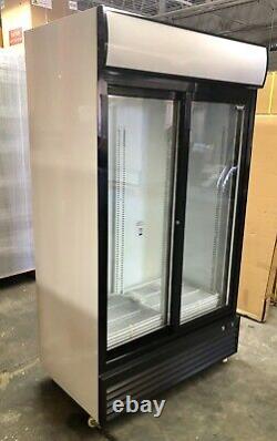 2 door refrigerator Glass Merchandiser Double Door Beverage Cooler Drink Sliding