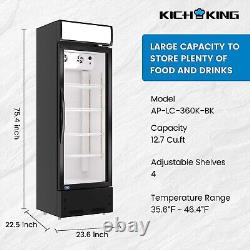 23.6 Commercial Refrigerator Glass Door Cooler Beverage Restaurant Merchandiser