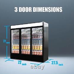 3 Door Commercial Refrigerator Glass Cooler Merchandise 56 Cubic Ft 72 Wide