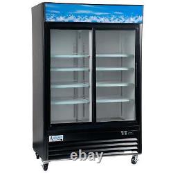 40 Black Sliding Glass Door Merchandiser Refrigerator with LED Lighting