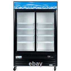 40 Black Sliding Glass Door Merchandiser Refrigerator with LED Lighting