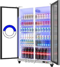 45 Commercial Refrigerator Beverage Cooler 2 Glass Door Full-Size Merchandiser