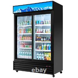 53 Commercial Merchandiser Sliding Door Cooler ETL Display Refrigerator 37 CF