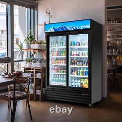 53 Commercial Merchandiser Sliding Door Cooler ETL Display Refrigerator 37 CF