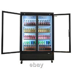 54'' Commercial Glass 2 Swing Door Merchandiser Refrigerator with LED Lighting