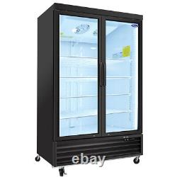 54'' Commercial Glass 2 Swing Door Merchandiser Refrigerator with LED Lighting