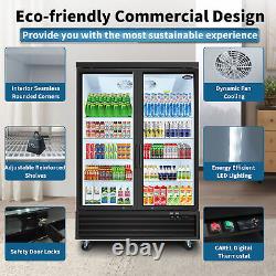 54'' Commercial Glass 2 Swing Door Merchandiser Refrigerator with LED Lighting