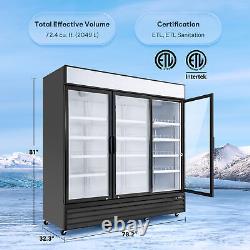 72 Commercial Merchandiser 3 Glass Door Cooler ETL Display Refrigerator 72.4-CF