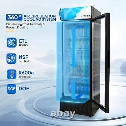 8.1Cu. Ft Commercial Glass Door Merchandiser Beverage Refrigerator Display Cooler