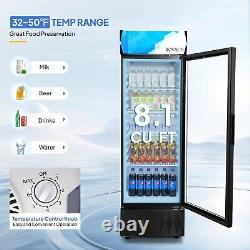 8.1Cu. Ft Commercial Glass Door Merchandiser Beverage Refrigerator Display Cooler