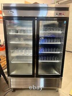 Atosa Mcf8707 Glass Front 2 Door Display Merchandiser Cooler Refrigerator