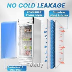 Commercial 2 Glass Door Display Reach-In Refrigerator Stainless Steel 49 Cu. Ft