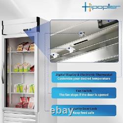 Commercial 2 Glass Door Display Reach-In Refrigerator Stainless Steel 49 Cu. Ft