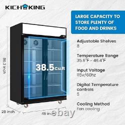 Commercial 2 Glass Doors Display Merchandiser Refrigerator Cooler 39 Cu. Ft New