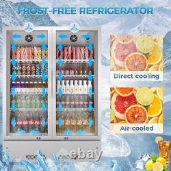 Commercial 2 Glass Doors Refrigerator Merchandiser Beverage Cooler 17.1 Cu. Ft