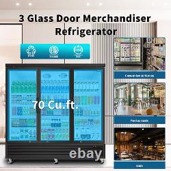 Commercial Display 3 Glass Door Merchandiser Refrigerator 81'' with LED Lighting
