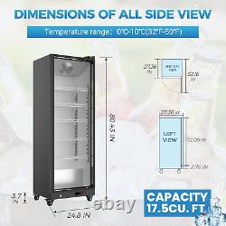 Commercial Display Refrigerator Glass Door Merchandiser Fridge Cooler 18 Cu. Ft