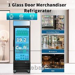 Commercial Glass 1 Door Merchandiser Refrigerator 28'' Display Cooler 19.2 Cu. Ft