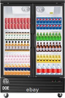 Commercial Glass 2 Door Merchandiser Refrigerator 56'' Display Cooler 40 Cu. Ft