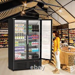 Commercial Refrigerator, 2 Glass Door Fridge Upright Beverage Cooler With Shelves