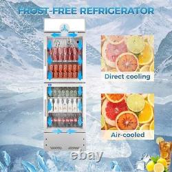 Commercial Refrigerator 2 Glass Doors WithLED Merchandiser Beverage Cooler Bar New