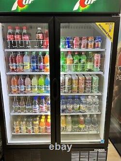 Commercial Refrigerator 48 Cu Ft 2 Door Merchandiser Refrigerator, Black and Gla
