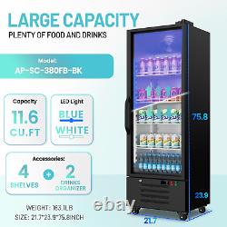 Commercial Refrigerator Display Cooler Glass Door Merchandiser Beverage 12 Cu. Ft