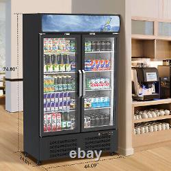 Commercial Refrigerator, Display Fridge Upright Beverage Cooler Double Glass Door