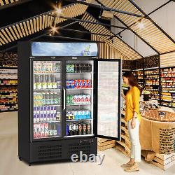 Commercial Refrigerator, Display Fridge Upright Beverage Cooler Double Glass Door