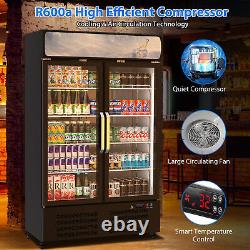 Commercial Refrigerator, Display Fridge Upright Beverage Cooler Double Glass Door