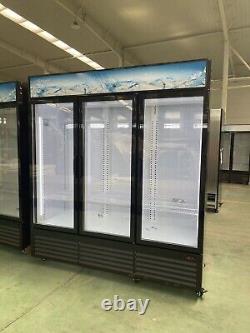 Fricool 3 Glass Door Merchandiser Refrigerator Beverage Cooler Black