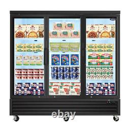 Glass 3 Swing Doors Freezer Merchandiser Commercial Frozen Display 70 Cu. Ft