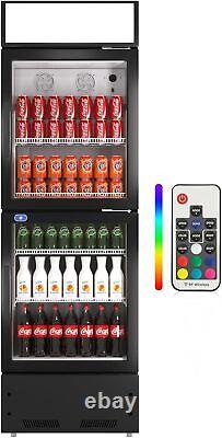 Merchandiser Commercial Refrigerator 2 Glass Door Swing Beverage Cooler 11Cu. Ft