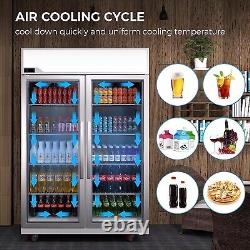 NEW Commercial 2 Glass Door Merchandiser Refrigerator Beverage Display Cooler