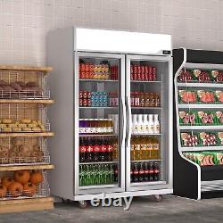 NEW Commercial 2 Glass Door Merchandiser Refrigerator Display Cooler 39 Cu. Ft