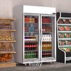 NEW Commercial 2 Glass Doors Merchandiser Refrigerator Display Cooler 39 Cu. Ft