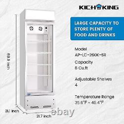 New Commercial 8 Cu. Ft Glass Door Beverage Refrigerator Cooler Merchandiser