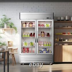 New Commercial Reach In Refrigerator 2 Glass Door Stainless Steel Merchandiser