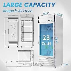 New Commercial Reach In Refrigerator Glass Door Stainless Steel Cooler Beverage