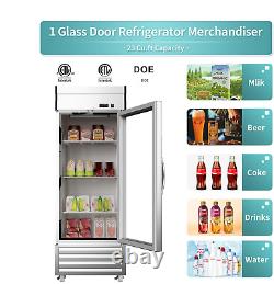 New Commercial Reach In Refrigerator Glass Door Stainless Steel Cooler Beverage