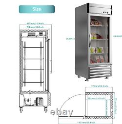 New Commercial Reach In Refrigerator Glass Door Stainless Steel Cooler Beverage