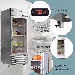 New Commercial Reach In Refrigerator Glass Door Stainless Steel Cooler Beverage