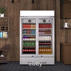 New Merchandiser 2 Glass Door Display Refrigerator Beverage Cooler Drink Fridge