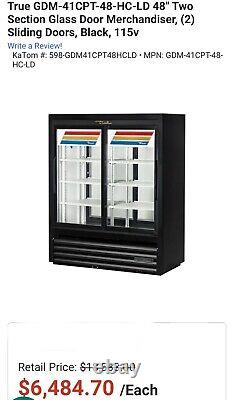 True GDM-41CPT-48-HC-LD 2 Glass Door Refrigerator Merchandiser NEW Pass Through