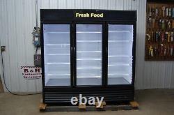 True GDM-72-HC Glass Three 3 Door Reach In Refrigerator Merchandiser with LED